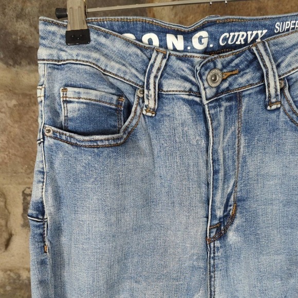 S. O. N. G. Jeans Curvy Acid Washed Junior's Size‎ 7 Skinny Stretch Distressed - Picture 4 of 12